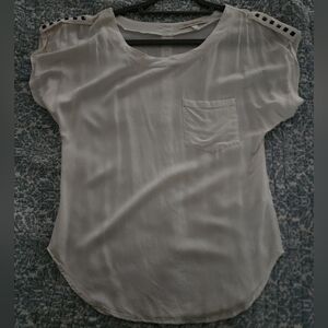 Urban Behavior White Blouse with Studded Shoulders & Back